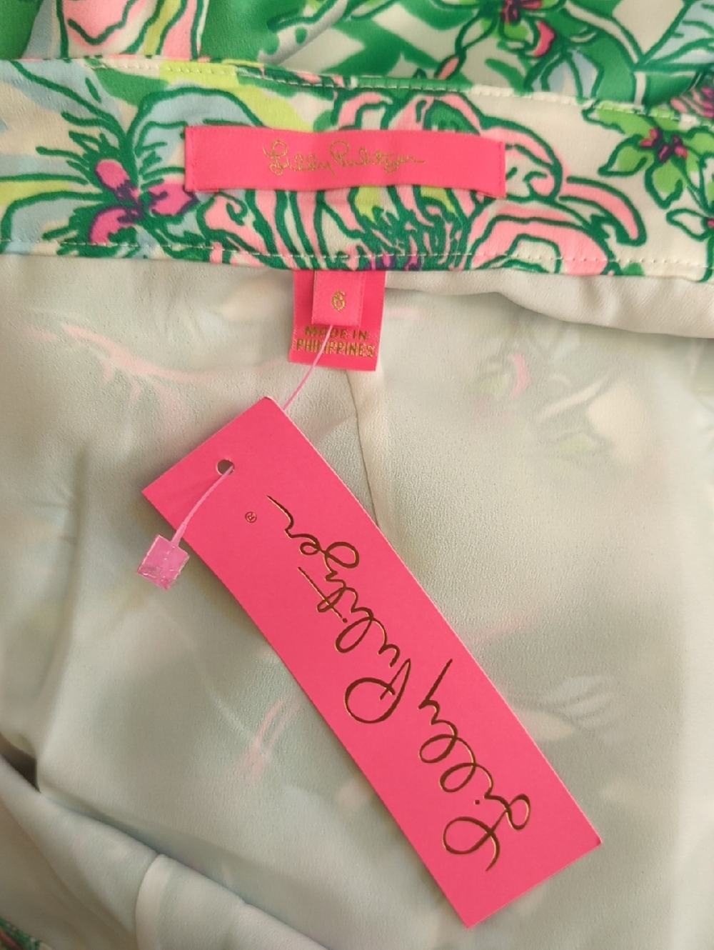 Lilly Pulitzer Rennox Green & Pink Floral Midi Skirt Size 6 - Picture 9 of 12